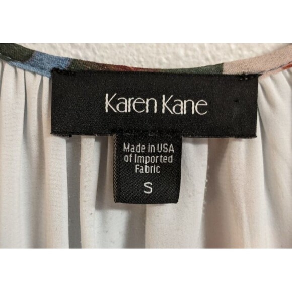 Women's KAREN KANE Blue Floral Fresco Cold Shoulder Viscose Dress Medium - Picture 6 of 7